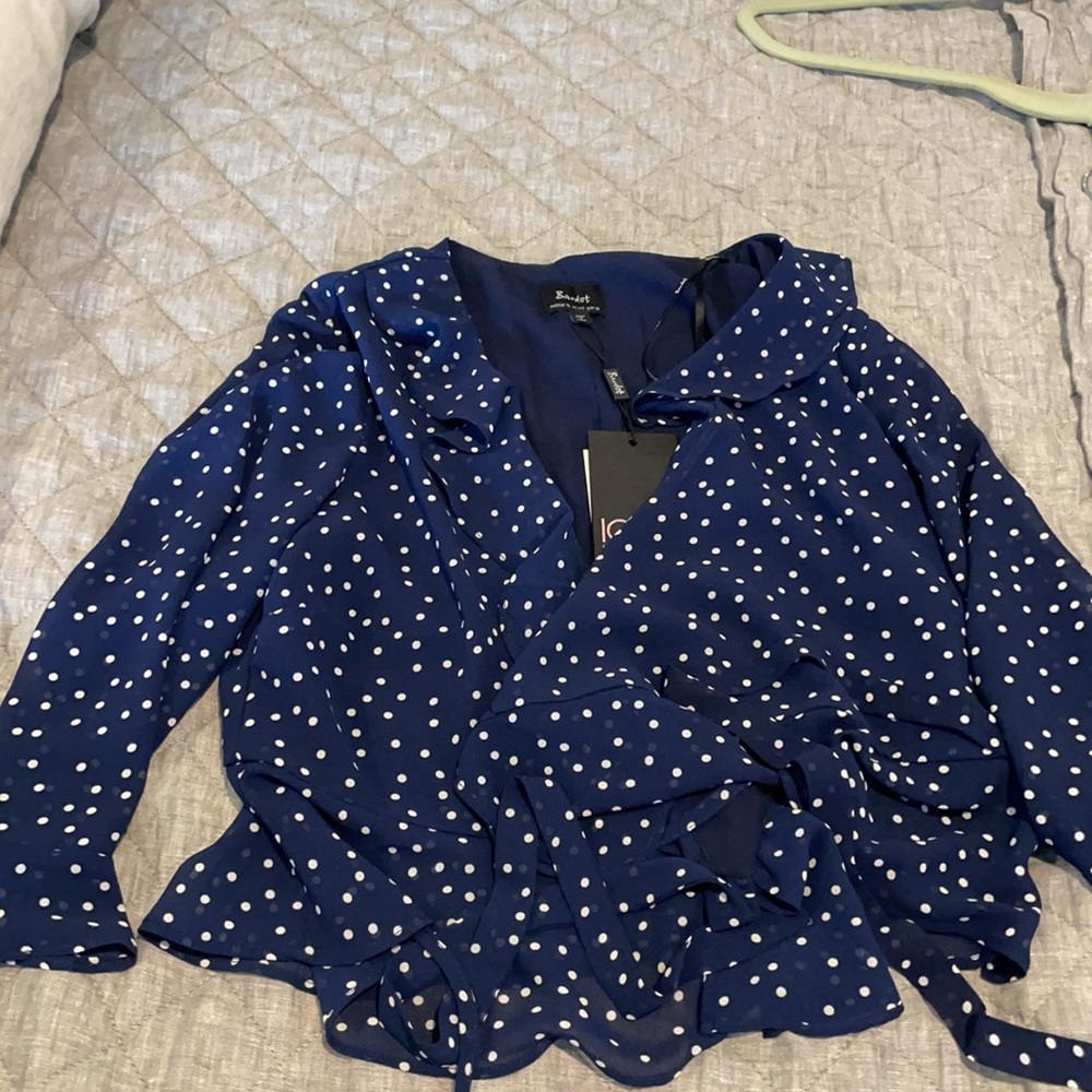 Bardot polka dot wrap top nwt